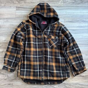 Wolverine Plaid Flannel Fleece-Lined Hooded Shirt Jacket